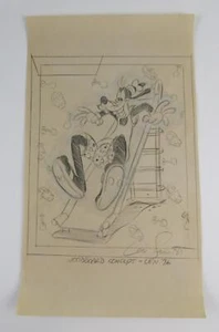 Original Len Smith Signed 1996 Woodboard Goofy 10x18 Concept Pencil Drawing - Picture 1 of 2