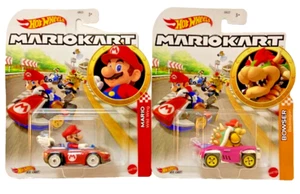 MARIO & BOWSER Hot Wheels Mario Kart Die-Cast Race Karts Cars - Imagen 1 de 1