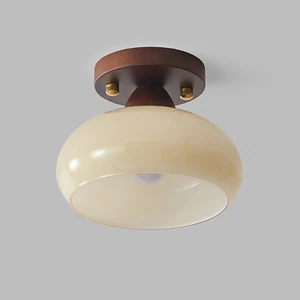 Country Style Ceiling Lamp Fixture Frosted Glass Shade Flush Mount Light Hallway - Picture 1 of 8