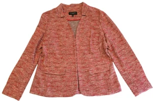 Talbots Women s Size 12P Red Tweed Knit Long Sleeve Flap Pockets Classic Jacket - Picture 1 of 12