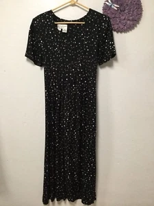 Betsy Lauren Womens Dress Size 8P Black White Polkadots Rayon Pleated Bodice 178 - Picture 1 of 9