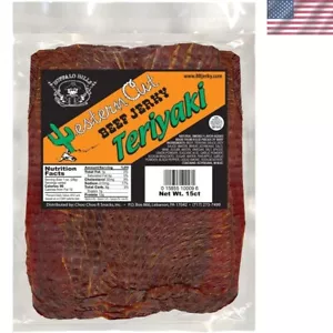 18oz Teriyaki Western Cut Big Slab Beef Jerky 15 beef jerky slabs per bag - Picture 1 of 4