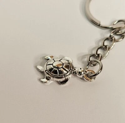 Turtle Metal Charm Key Chain Pendant Keychain - Silver Color - Image 1 of 4