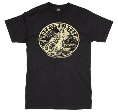 LUCKY 13 DANGEROUS CURVES ROCKABILLY GREASE GAS GLORY GOTH TATTOO T 恤 S-4XL — 第 1/3 张图片