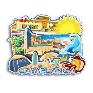Casablanca Morocco Refrigerator magnet 3D travel souvenirs wood - Picture 1 of 4