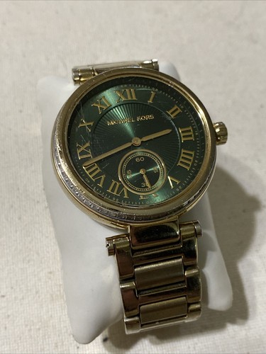Orologio Michael Kors Donna Skylar Emerald MK6065 Quadrante Verde Tono Oro Nuovo Batt