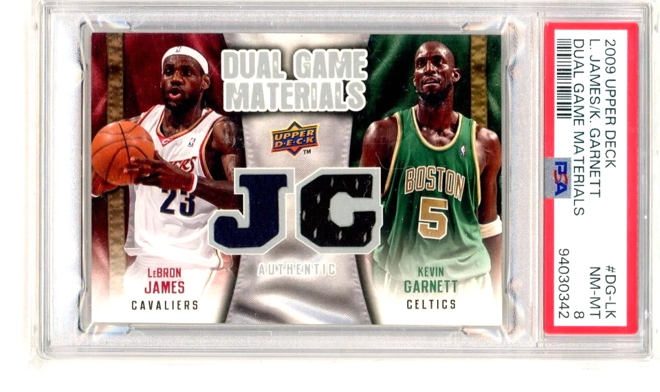 2008 Upper Deck Dual Game Materials LeBron James Kevin Garnett PSA 8 - Image 1 of 2