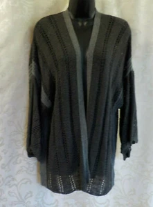 Vintage America Cardigan Size S NWT Greys Short Flared Sleeve Open Front Blend - Picture 1 of 12