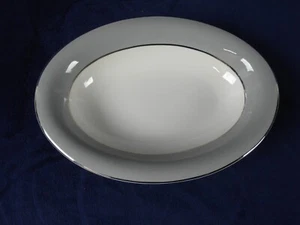 Castleton China Lyric Pattern Grey Platinum Trim Oval Vegetable Bowl 10" - Picture 1 of 4