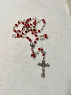 OHIO STATE BUCKEYES ROSARY GLASS BEADED UNIVERSITY COLLEGE NECKLACE JEWELRY - Image 1 of 4