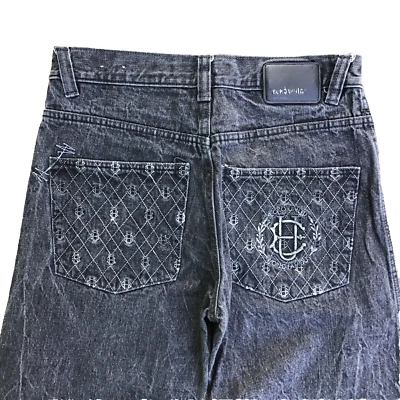 Jeans Ecko Ultd Vintage Hombres 30 x 28 Gris Calce Relajado Bordado Distress Foto 1 de 4