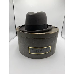 Homburg Fedora Grey Felt Hat Black Band Leather SPARACINO'S Martinez CA 7 3/8 - Picture 1 of 7