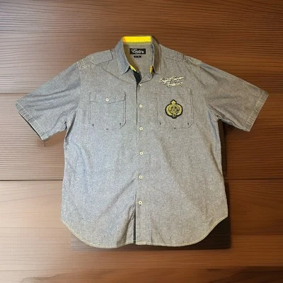 Eight 732 Shirt Men's 2XL Chambray Grunge Y2K Skater Hip Hop Street Button Front - Image 1 of 4