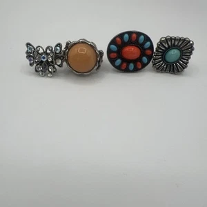 Navajo Cluster Ring Turquoise Native American Adjustable Ring Lot Mixed READ! - Imagen 1 de 14