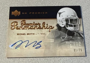 UD Premier Penmanship Auto 2007 #PP-MH Michael Griffin Titans Texas/75 - Imagen 1 de 2