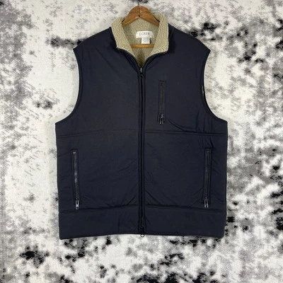 J Crew Vest Mens Size Extra Large Black Zip Pockets Fleece Lined Comfort Winter - Image 1 of 4