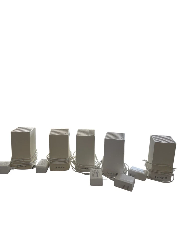 Five Linksys Velop Routers WHWO1 Mesh Wifi System Dual-Band AC1300 w/Power Cord - Image 1 of 1
