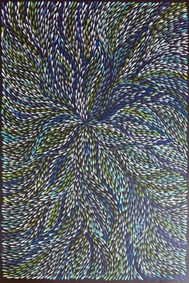 Roseanne Morton Petyar, Auténtico Arte Aborigen.Tamaño, 90 x 60 cm. Hoja medicinal Foto 1 de 4