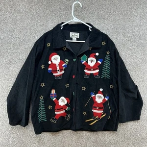 Vintage TanTrums Women's Jacket Size 1X Black Christmas Long Sleeve Collared - Picture 1 of 10
