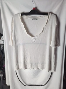 ZARA einfarbiges weißes Top mit V-Ausschnitt Größe XL - Bild 1 von 5