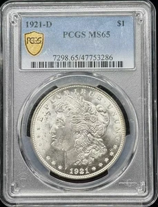 1921 D Morgan Silver Dollar PCGS MS-65 - Picture 1 of 2