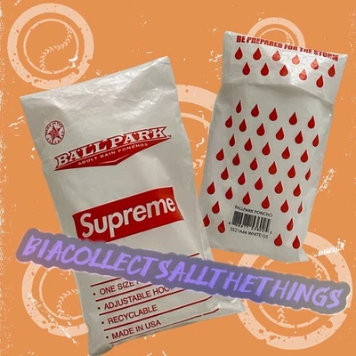 SUPREME Ballpark Adult Rain Poncho OSFM Box Logo Adjustable Hood Unopened NEW - Image 1 of 3