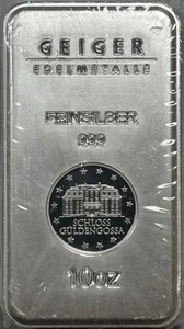 10 UNZEN GEIGER SILBERBARREN .999 SECURITY LINE SERIE - FABRIKVERSIEGELT - Bild 1 von 2