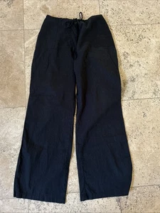 Pantalones Derek Heart Talla L Negro Verde Mezcla de Lino con Cordón - Pierna Ancha Informal - Imagen 1 de 4
