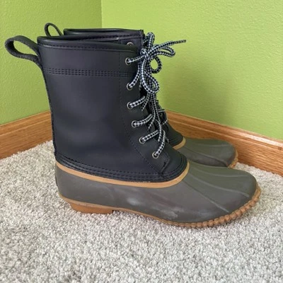 Lands’ End Mujer 502426 Botas de Pato Sin Forro con Cordones al Tobillo Azul Crepúsculo Profundo 7B Foto 1 de 4