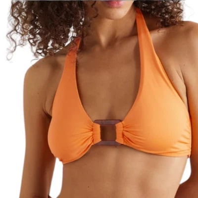 Nuevo sin etiquetas Melissa Odabash Paris Bikini Adornado Halter Naranja Top - Talla 8/Mediano Foto 1 de 4