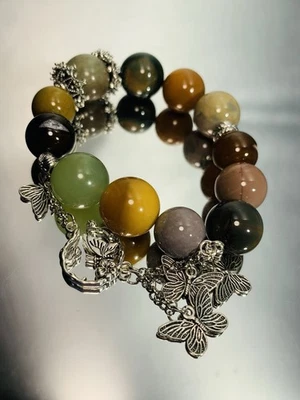 Unique Design Natural Alashan Agate/ Geodo Agate/  Xiu Jade Bracelet - Image 1 of 4