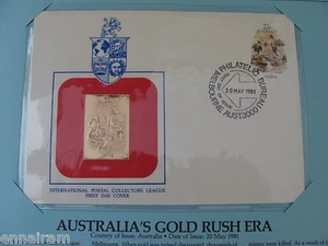Australia FDC w/ 23 kt gold replica stamp 1981 Gold Rush Era - Picture 1 of 2