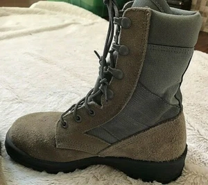 Mondo PT Mens Combat Military Boots Green Gray Genuine Leather Tactical 4 1/2 W - Picture 1 of 7
