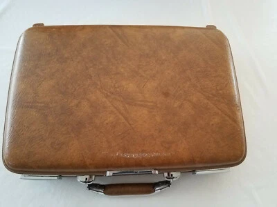 Vintage American Tourister Combo Lock Briefcase Hardshell Brown Leather - Image 1 of 4