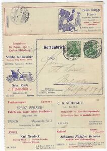 Germany 1907  5pf advertising letter sheet used to Bremen
