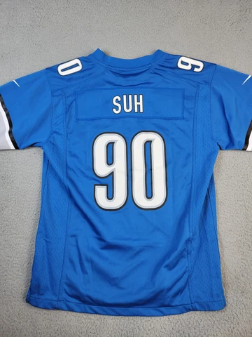Nike NFL On Field Jersey Youth Size L 14-16 Ndamukong Suh Detroit Lions Blue #90 Cover