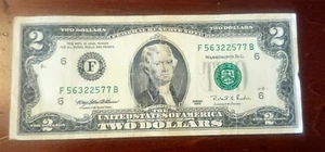 F SERIES $2 Dollar Bill from 1995 - Picture 1 of 2