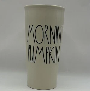 RAE DUNN WHITE "MORNING PUMPKIN" TRAVEL MUG W/LID FALL, THANKSGIVING, HALLOWEEN - Picture 1 of 4