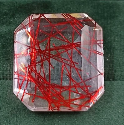 91.05 CT Emerald Cut Red Rutilated Quartz Certified Transparent Loose Gems 5MST - Image 1 of 4