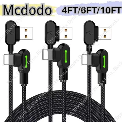 3 Pack Mcdodo 90 Degree Elbow USB Cable Charger Cord For iPhone 11 12 13 14 Pro - Image 1 of 4