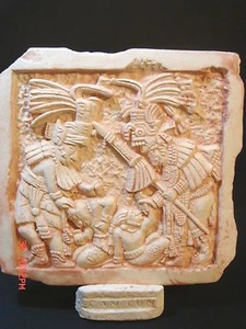 VTG Mexican Souvenir "The conquerors" Stone Replica (7.5"x 7.5”) Plaque w/Stand - Picture 1 of 10