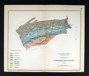 1881 Pennsylvania Geology Cumberland County Carlisle Shippensburg Harrisburg PA - Picture 1 of 3