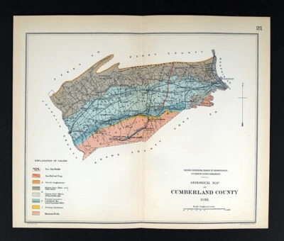 1881 Pennsylvania Geology Cumberland County Carlisle Shippensburg Harrisburg PA - Image 1 of 3
