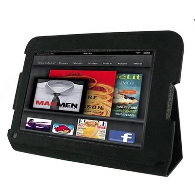 rooCASE for Amazon Kindle Fire HD 7" Leather Folio Case Black - Image 1 of 3