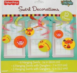 Fisher Price Baby Shower Forniture per Feste Giungla 12 pz. Decorazioni a vortice da appendere - Foto 1 di 1