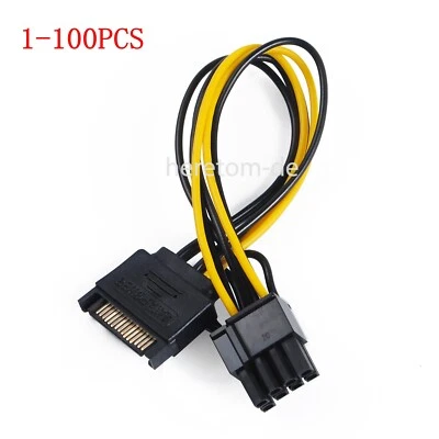 Lot 15pin SATA Male to 8(6+2)Pin PCI-E Video Card Power Adapter Kable 20CM - Bild 1 von 4