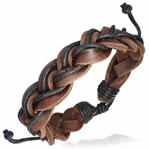 Pulsera De Cuero Trenzado Ajustable Envoltura De Cuerda - Imagen 1 de 1