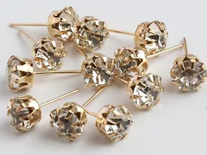 25 Pairs Fashion Gold Crystal Rhinestone Earring Ear Stud Back Post 4mm-8mm - Bild 1 von 4