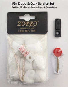 für ZIPPO & Co. - Benzinstopp - Watte - Filz - Docht  + 6 Feuersteine - Bild 1 von 3