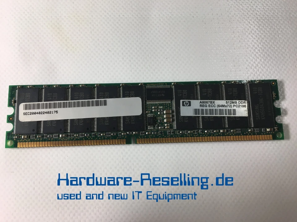 HP 512MB RAM A8087BX DDR RAM PC2100 ECC A8087BX Arbeitsspeicher - Bild 1 von 1